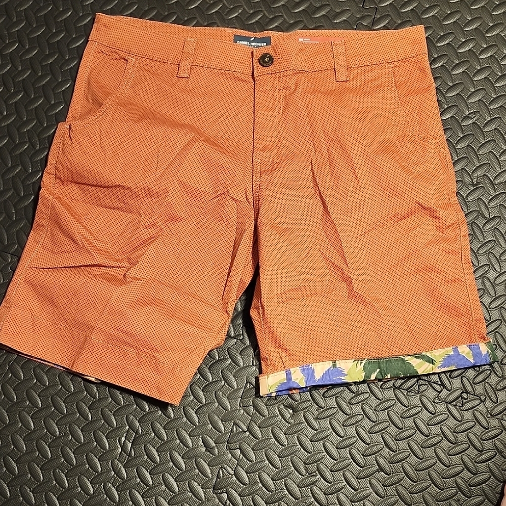Daniel Hechter Orange Flat Front Shorts Size 38 Vibrant Summer